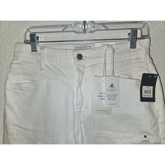 NWT! LUCKY BRAND Denim Drew Mom High Rise Taper Jean White Stretch 6/28R $119 - Picture 2 of 10